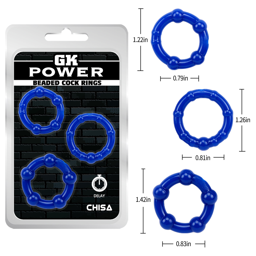 GK Power Anillos para el pene con cuentas - Azul - Imagen 3